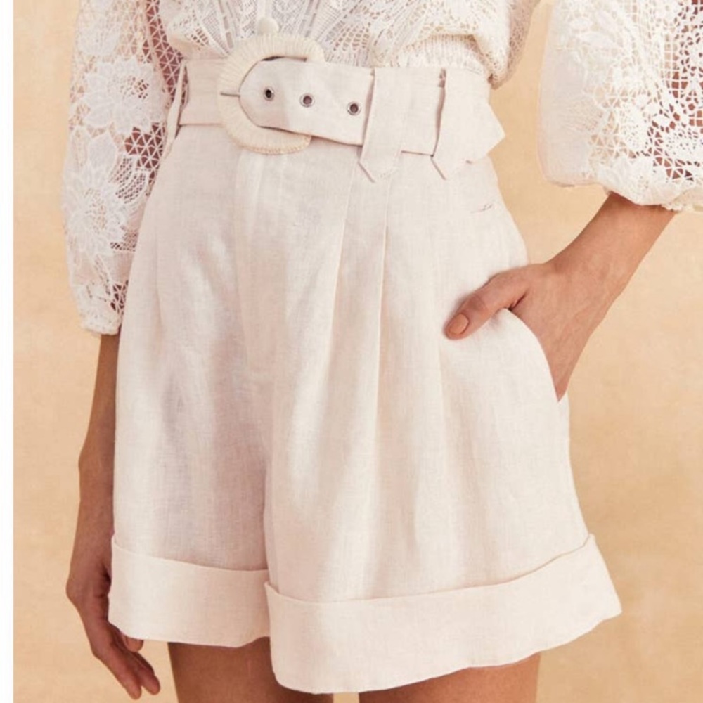 FARM Rio Cream High-Waisted Shorts